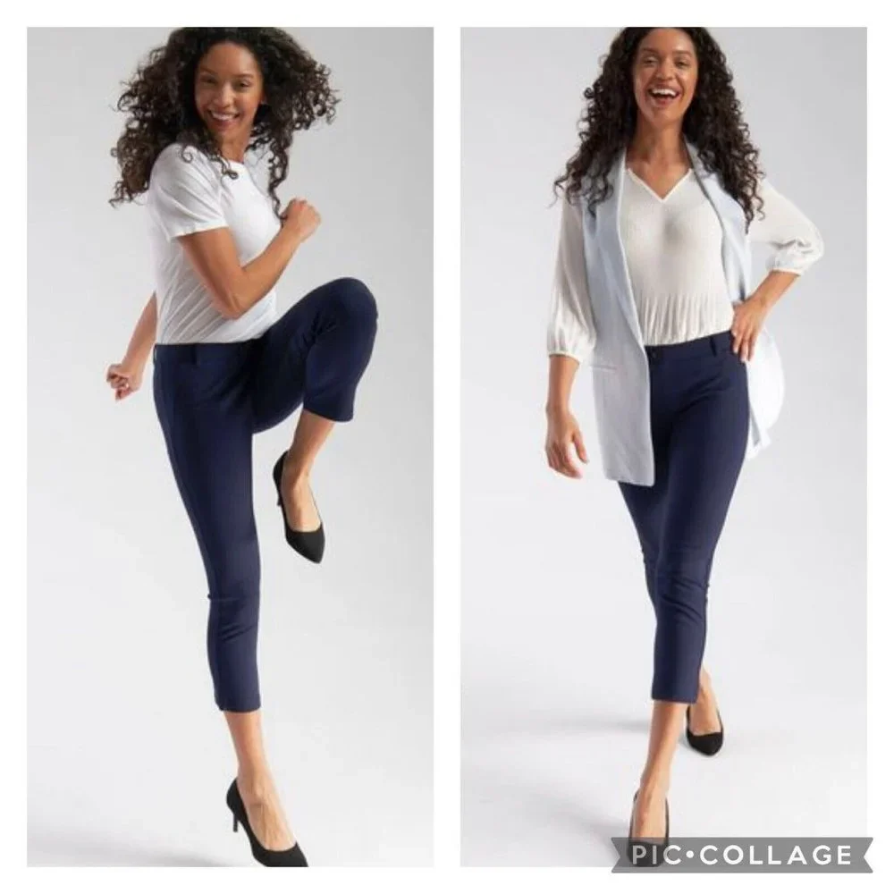 Betabrand Dress Pant Yoga Pants Crop Classic‎ Navy Blue Small W0249 $68